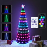 5 ft Pre-lit Artificial Christmas Tree with lighted star finial & 205 pcs RGB fairy LED lights to create splendid for holiday decoration,christmas decoration
