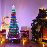 5 ft Pre-lit Artificial Christmas Tree with lighted star finial & 205 pcs RGB fairy LED lights to create splendid for holiday decoration,christmas decoration