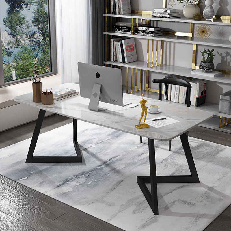 Luxury home bedroom single computer desk marble look office table