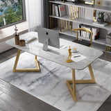 Luxury home bedroom single computer desk marble look office table