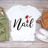 Women 2020 Summer Fingernail Nail Art Make Up 90s Ladies Lady T-shirts Top T Shirt Ladies Womens Graphic Female Tee T-Shirt