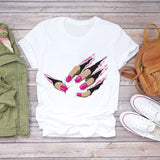 Women 2020 Summer Fingernail Nail Art Make Up 90s Ladies Lady T-shirts Top T Shirt Ladies Womens Graphic Female Tee T-Shirt