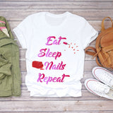Women 2020 Summer Fingernail Nail Art Make Up 90s Ladies Lady T-shirts Top T Shirt Ladies Womens Graphic Female Tee T-Shirt
