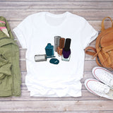 Women 2020 Summer Fingernail Nail Art Make Up 90s Ladies Lady T-shirts Top T Shirt Ladies Womens Graphic Female Tee T-Shirt