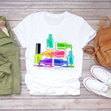 Women 2020 Summer Fingernail Nail Art Make Up 90s Ladies Lady T-shirts Top T Shirt Ladies Womens Graphic Female Tee T-Shirt