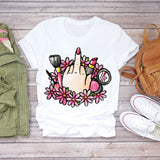Women 2020 Summer Fingernail Nail Art Make Up 90s Ladies Lady T-shirts Top T Shirt Ladies Womens Graphic Female Tee T-Shirt
