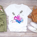 Women 2020 Summer Fingernail Nail Art Make Up 90s Ladies Lady T-shirts Top T Shirt Ladies Womens Graphic Female Tee T-Shirt