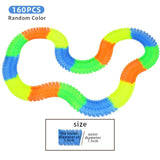 Railway Magical Track Glowing Flexible Car Toys Children Racing Bend Rail DIY Led Electronic Flash Light Toy For Kids