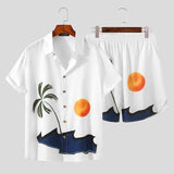 INCERUN Printed Men Sets Streetwear Short Sleeve Lapel Casual Shirt Beach Shorts Summer Vacation Men Hawaiian Suits 2 Pieces 5XL