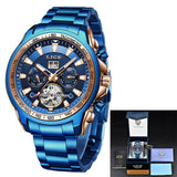 LIGE Sapphire Glass Automatic Watch Men Top Brand Luxury Full Steel Sport Mechanical Watch Fashion 100M Waterproof Men Watches