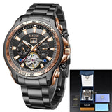LIGE Sapphire Glass Automatic Watch Men Top Brand Luxury Full Steel Sport Mechanical Watch Fashion 100M Waterproof Men Watches