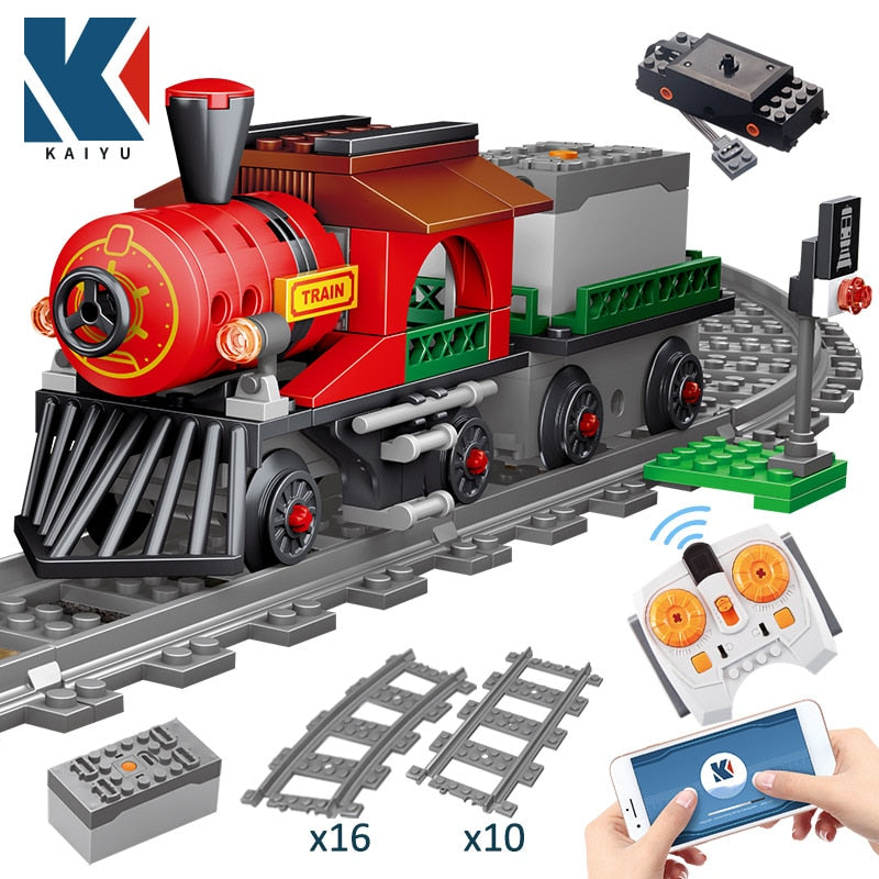 941pcs City Electric Harmony Rail Remote Control Building Blocks Train  Track Rc Car Brick Toy For Boy