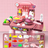 Kitchen Toys Imitated Chef Light Music Pretend Cooking Food Play Dinnerware Set Safe Cute Children Girl Toy Gift Fun Game GYH