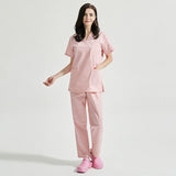 High Quality V-neck Scrub Tops Beauty Salon Nursing Elastic Waist Pants Unisex Breathable Surgery Uniform Medical Accessories