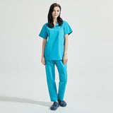 High Quality V-neck Scrub Tops Beauty Salon Nursing Elastic Waist Pants Unisex Breathable Surgery Uniform Medical Accessories