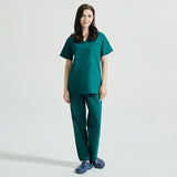 High Quality V-neck Scrub Tops Beauty Salon Nursing Elastic Waist Pants Unisex Breathable Surgery Uniform Medical Accessories