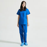 High Quality V-neck Scrub Tops Beauty Salon Nursing Elastic Waist Pants Unisex Breathable Surgery Uniform Medical Accessories