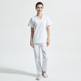 High Quality V-neck Scrub Tops Beauty Salon Nursing Elastic Waist Pants Unisex Breathable Surgery Uniform Medical Accessories