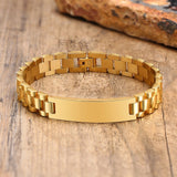 Vnox Gold Tone Stainless Steel Mens ID Bracelets Free Engraving Laser Name Date Customize Gift