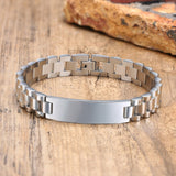 Vnox Gold Tone Stainless Steel Mens ID Bracelets Free Engraving Laser Name Date Customize Gift