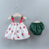NEW Newborn Baby Girls Clothes Sleeveless Dress+Briefs 2PCS Outfits Set Striped Printed Cute Clothing Sets Summer Sunsuit 0-24M