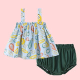 NEW Newborn Baby Girls Clothes Sleeveless Dress+Briefs 2PCS Outfits Set Striped Printed Cute Clothing Sets Summer Sunsuit 0-24M