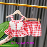 NEW Newborn Baby Girls Clothes Sleeveless Dress+Briefs 2PCS Outfits Set Striped Printed Cute Clothing Sets Summer Sunsuit 0-24M