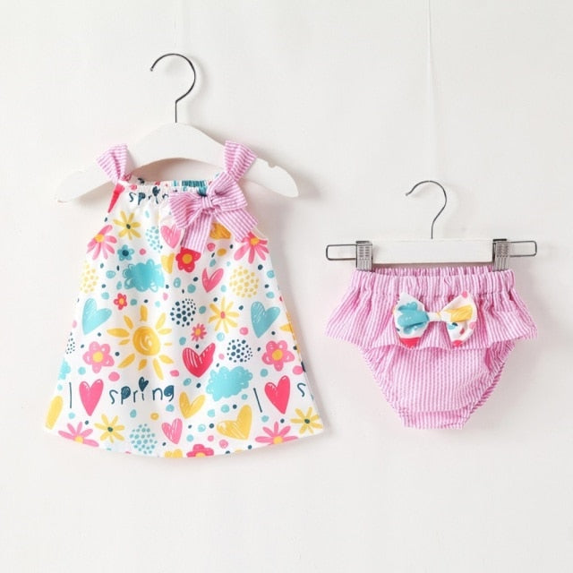 Baywell Newborn Baby Girl Clothing Suit Summer Clothes Printed