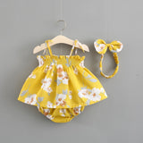 NEW Newborn Baby Girls Clothes Sleeveless Dress+Briefs 2PCS Outfits Set Striped Printed Cute Clothing Sets Summer Sunsuit 0-24M
