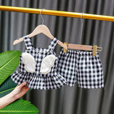 NEW Newborn Baby Girls Clothes Sleeveless Dress+Briefs 2PCS Outfits Set Striped Printed Cute Clothing Sets Summer Sunsuit 0-24M