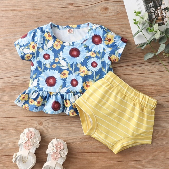 Baby Girl Summer Clothes Set Striped
