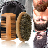 High Quality  Beard Brush Hairdresser Shaving Tool Men Mustache Comb Kit With Gift Bag Beard Hair Comb Set