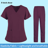 Hot Sales Nurse Uniform Women Short Sleeve Neck Tops Working Uniform Blouse Scrubs Workwear Nursing Women Scrubs Pants Elastic