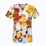 htthdd new cotton Pink flamingo printing nurse scrubs uniform beauty salon nursing uniform lab uniform Scrub uniform Work clothe