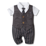 Newborn Infant Baby Boys Gentleman Jumpsuit Button Romper Formal Clothes  Baby Boy Clothes