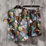 Mens Set Short Sleeve Hawaiian Shirt And Shorts Summer Casual Floral Shirt Beach Two Piece Suit 2021 New Fashion Men Sets S-5XL