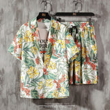 Mens Set Short Sleeve Hawaiian Shirt And Shorts Summer Casual Floral Shirt Beach Two Piece Suit 2021 New Fashion Men Sets S-5XL