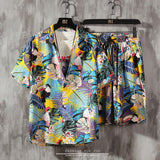 Mens Set Short Sleeve Hawaiian Shirt And Shorts Summer Casual Floral Shirt Beach Two Piece Suit 2021 New Fashion Men Sets S-5XL
