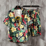 Mens Set Short Sleeve Hawaiian Shirt And Shorts Summer Casual Floral Shirt Beach Two Piece Suit 2021 New Fashion Men Sets S-5XL