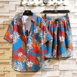 Mens Set Short Sleeve Hawaiian Shirt And Shorts Summer Casual Floral Shirt Beach Two Piece Suit 2021 New Fashion Men Sets S-5XL