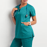 Solid SPA Overalls Beautician Working Clothing tooling technician sauna bath foot bath massage foot short sleeved uniforms A50