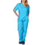 Two Piece Set Scrub Suit Nursing Uniform Set Tops+Pants V-neck Short Sleeved Fast-drying Suits