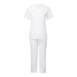 Two Piece Set Scrub Suit Nursing Uniform Set Tops+Pants V-neck Short Sleeved Fast-drying Suits