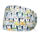 New 2021 Unisex cotton print scrub hats adjustable Elastic band Scrubs caps lab working hat Women Long Hair Baotou Scrub Cap