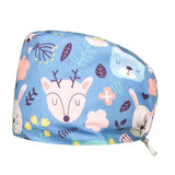 New 2021 Unisex cotton print scrub hats adjustable Elastic band Scrubs caps lab working hat Women Long Hair Baotou Scrub Cap