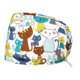 New 2021 Unisex cotton print scrub hats adjustable Elastic band Scrubs caps lab working hat Women Long Hair Baotou Scrub Cap