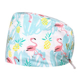 New 2021 Unisex cotton print scrub hats adjustable Elastic band Scrubs caps lab working hat Women Long Hair Baotou Scrub Cap