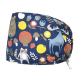 New 2021 Unisex cotton print scrub hats adjustable Elastic band Scrubs caps lab working hat Women Long Hair Baotou Scrub Cap
